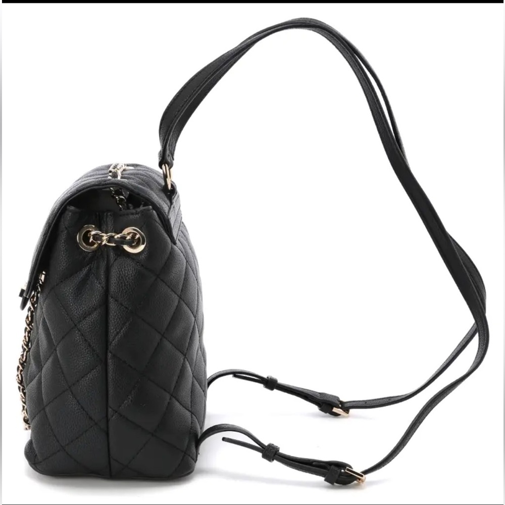 Hard 2 Find Black Leather Gillian Flap Guess Quilted Backpack Urban Spirit GG - Picture 9 of 16